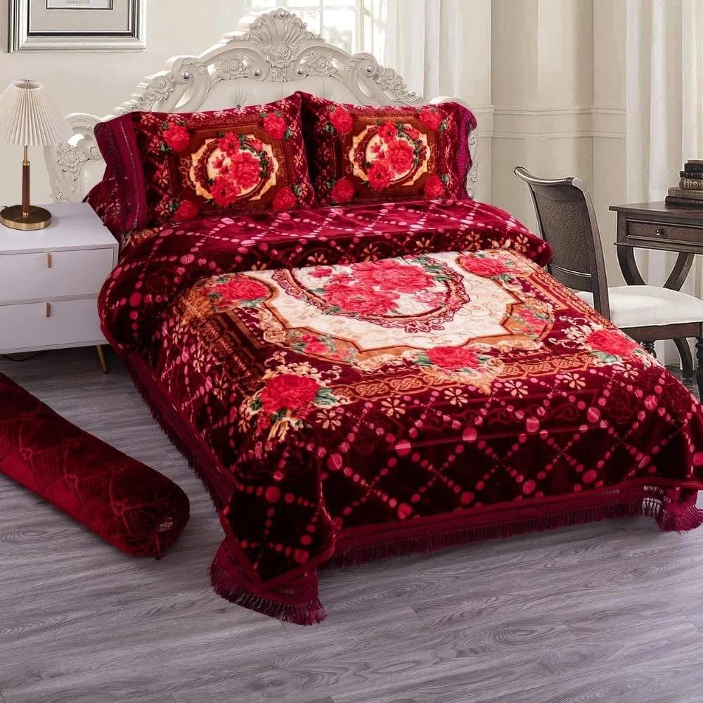 ست پتو فوق العاده نرم 5 تکه استارگلد سایز کینگ دولایه 160x220 سانتی متر، پتوی ممتاز، SG-BLC660 (قهوه ای)