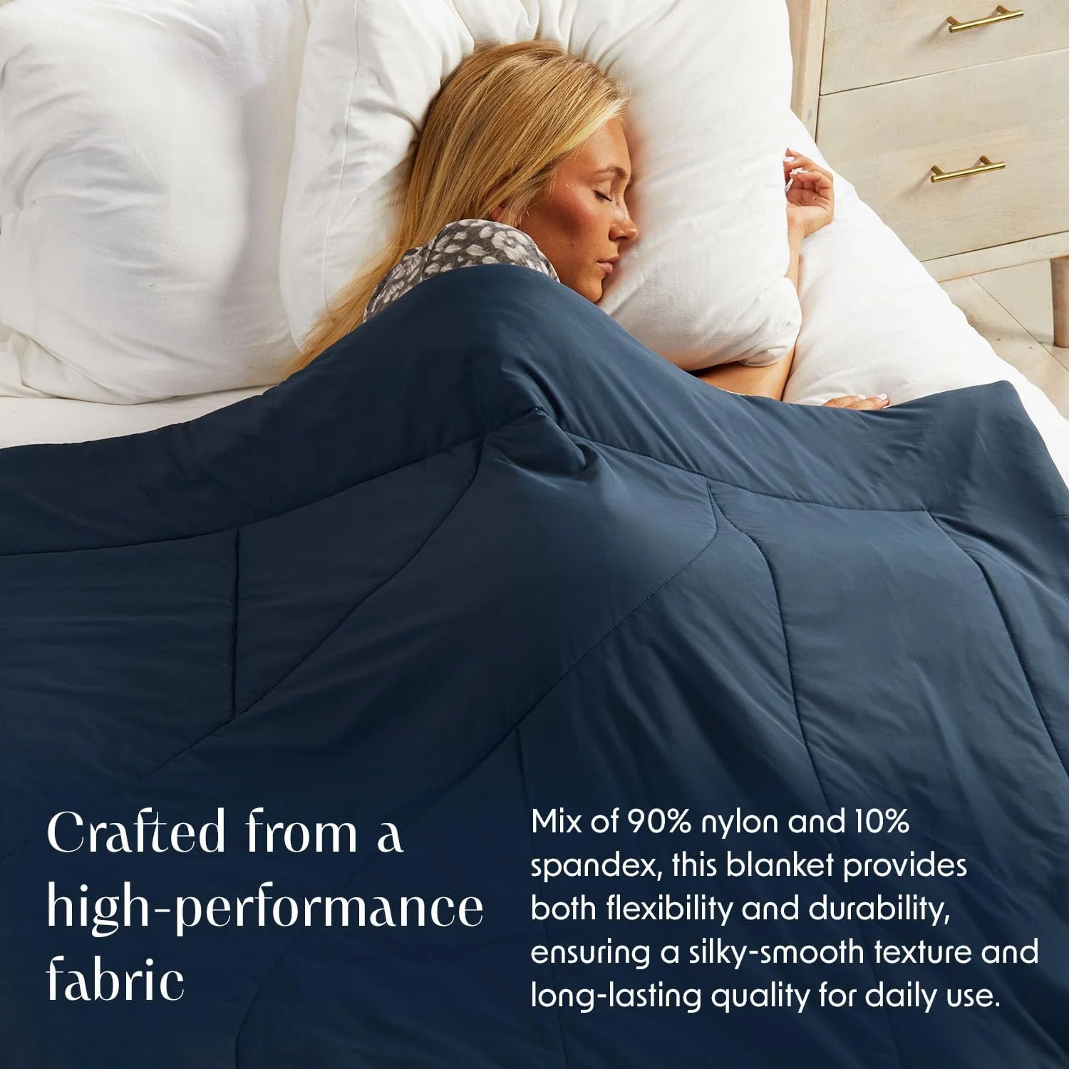 پتو و لحاف خنک کننده Springtree Home | پتو خنک کننده سایز یک نفره - 152cm x 228cm | ایده آل برای افراد گرمایی | مناسب برای تمام فصول | سبک و قابل تنفس | یک نفره - آبی تیره