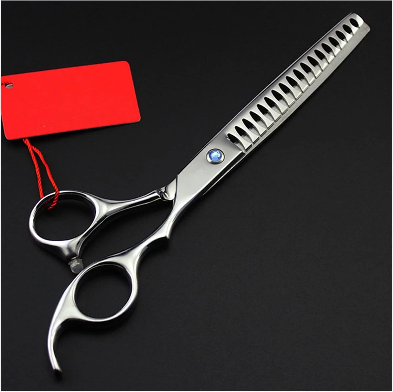 قیچی آرایشگری دسته آلوچه ای 7 اینچی، قیچی آرایشگری، قیچی پیرایش، قیچی کم حجم کننده مو، قیچی آرایشگر، قیچی کوتاهی مو (کم حجم کننده)