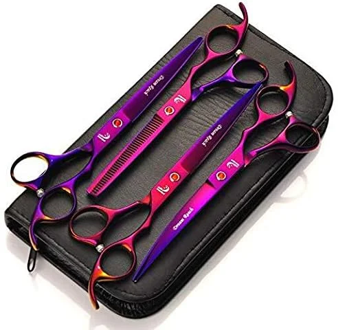 ست قیچی آرایشگری 4 عددی شامل قیچی های کوتاهی و پیتاژ (7 اینچ)