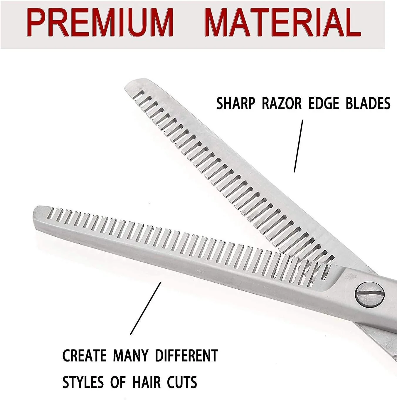 ست قیچی آرایشگری حرفه ای بلند BEAUTRISTRO، قیچی موی استیل ضد زنگ تیز به همراه یک قیچی اره ای دو طرفه، 6.5 اینچ (مجموعه 2 عددی)