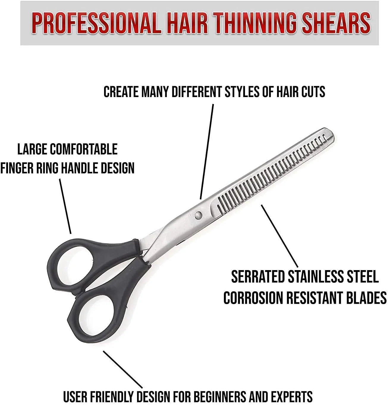 ست قیچی آرایشگری حرفه ای بلند BEAUTRISTRO، قیچی موی استیل ضد زنگ تیز به همراه یک قیچی اره ای دو طرفه، 6.5 اینچ (مجموعه 2 عددی)