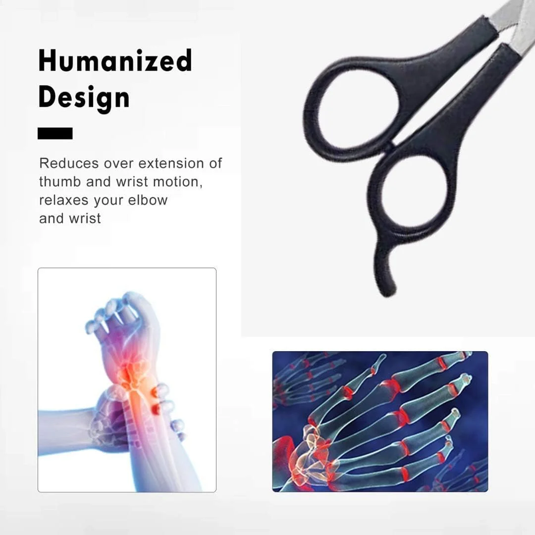 ست قیچی آرایشگری حرفه ای بلند BEAUTRISTRO، قیچی موی استیل ضد زنگ تیز به همراه یک قیچی اره ای دو طرفه، 6.5 اینچ (مجموعه 2 عددی)