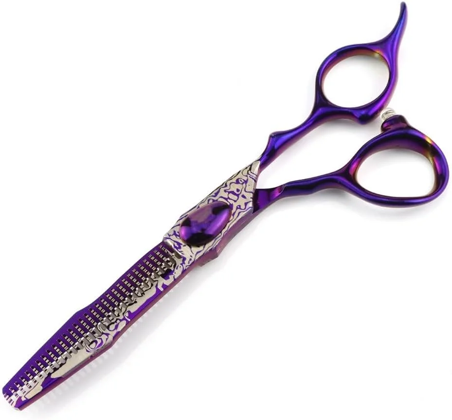 قیچی آرایشگری مو، 6 اینچ حرفه ای فولاد JP440c بنفش، قیچی اصلاح مو، قیچی آرایشگری، قیچی پیتاژ