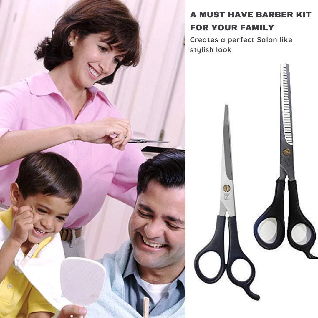 ست قیچی آرایشگری حرفه ای بلند BEAUTRISTRO، قیچی موی استیل ضد زنگ تیز به همراه یک قیچی اره ای دو طرفه، 6.5 اینچ (مجموعه 2 عددی)