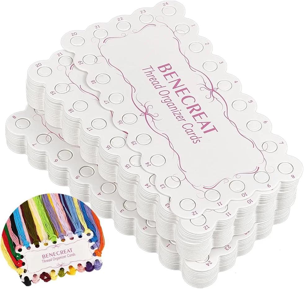 BENECREAT 36 عدد کارت نظم دهنده نخ گلدوزی 18 موقعیتی، تخته های سیم پیچی نخ کاغذی 5.9x3 اینچی، قرقره نخ دندان برای نگهداری نخ گلدوزی کوک متقاطع، خیاطی DIY