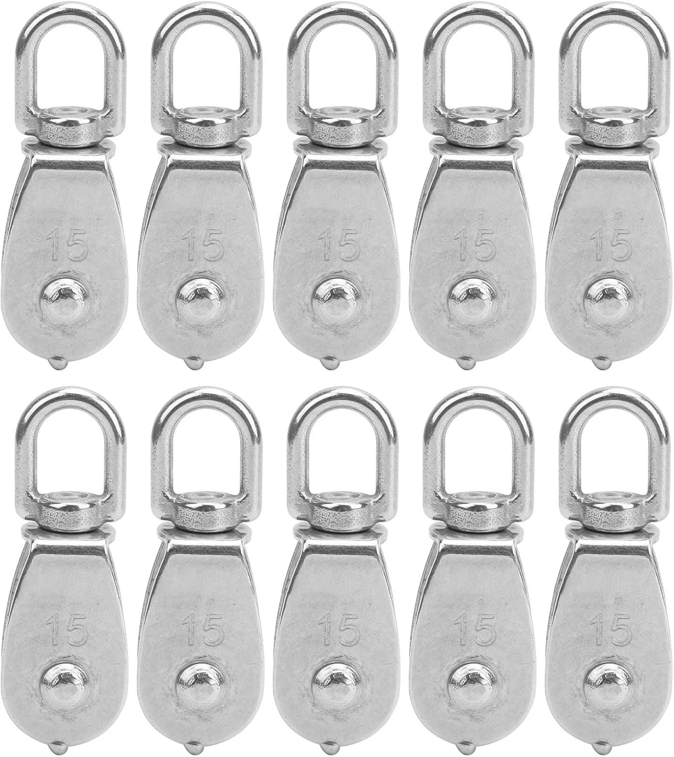 NDNCZDHC 10 عدد قرقره تکی M15، ظرفیت باربری 35 کیلوگرم، قرقره سیم بکسل استیل ضد زنگ 304 با چرخش 360 درجه