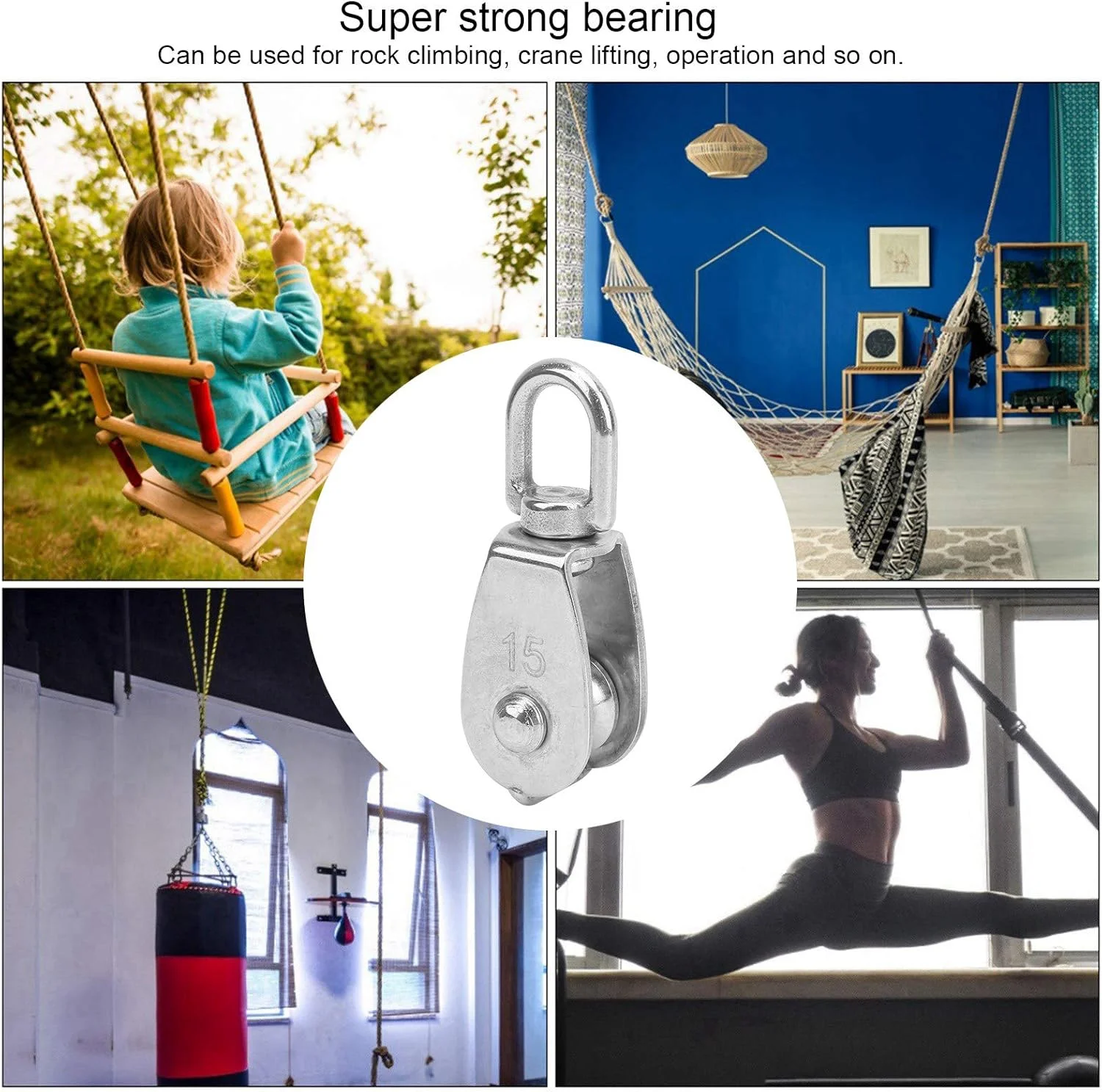 NDNCZDHC 10 عدد قرقره تکی M15، ظرفیت باربری 35 کیلوگرم، قرقره سیم بکسل استیل ضد زنگ 304 با چرخش 360 درجه NDNCZDHC 10 عدد قرقره تکی M15، ظرفیت باربری 35 کیلوگرم، قرقره سیم بکسل استیل ضد زنگ 304 با چرخش 360 درجه