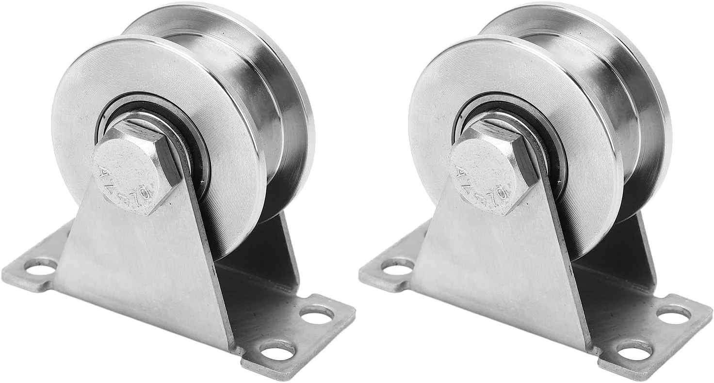 NDNCZDHC 2 عدد قرقره چرخ استیل ضد زنگ، ظرفیت بار تکی 100 کیلوگرم، سوراخ پیچ نصب 7 میلی متری، بلوک قرقره تکی