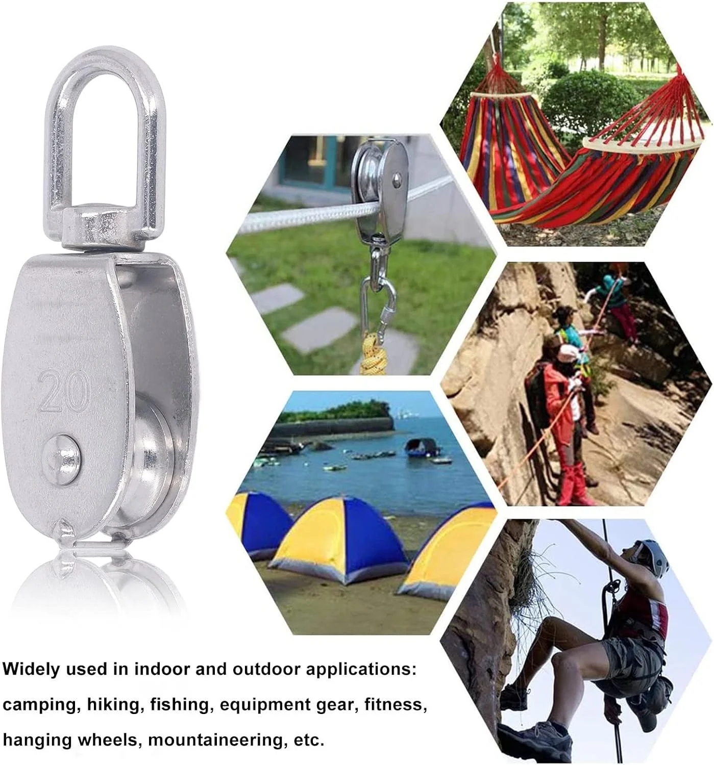 قرقره استیل ضد زنگ NDNCZDHC، مدل M20 با تحمل وزن 75 کیلوگرم، چرخش 360 درجه به همراه قلاب فنری گردان M7 قرقره استیل ضد زنگ NDNCZDHC، مدل M20 با تحمل وزن 75 کیلوگرم، چرخش 360 درجه به همراه قلاب فنری گردان M7