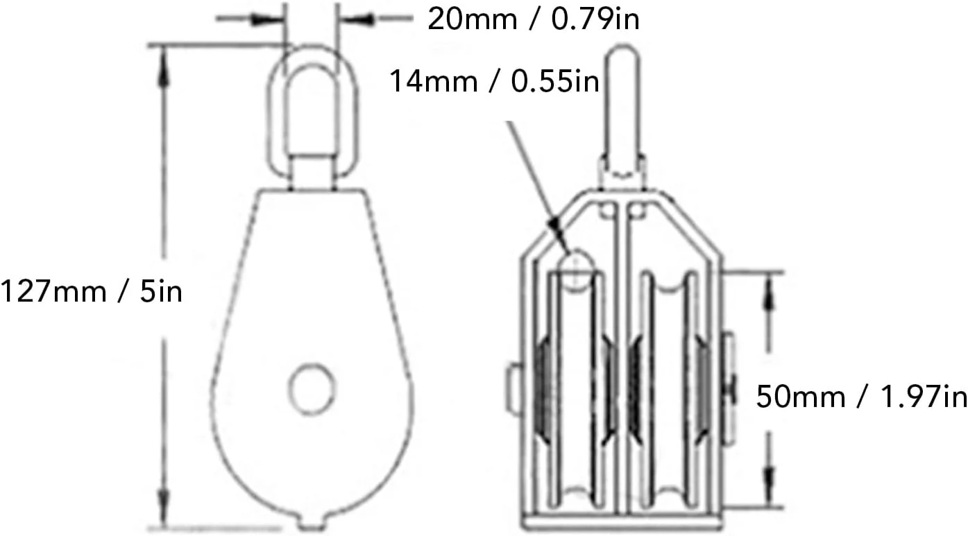 مجموعه قرقره تکی NDNCZDHC شامل 3 عدد، ظرفیت باربری تکی 400 کیلوگرم، قرقره کابل استیل ضد زنگ M50 U شکل
