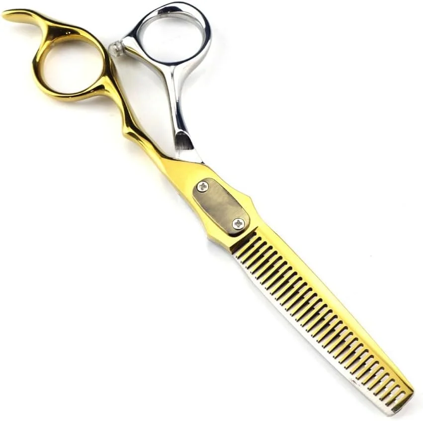 قیچی آرایشگری مو، 6 اینچ حرفه ای فولاد 440c طلایی، قیچی آرایشگری، پیرایش مو، قیچی اصلاح و کم حجم کننده مو (قیچی کم حجم کننده B) قیچی آرایشگری مو، 6 اینچ حرفه ای فولاد 440c طلایی، قیچی آرایشگری، پیرایش مو، قیچی اصلاح و کم حجم کننده مو (قیچی کم حجم کننده B)