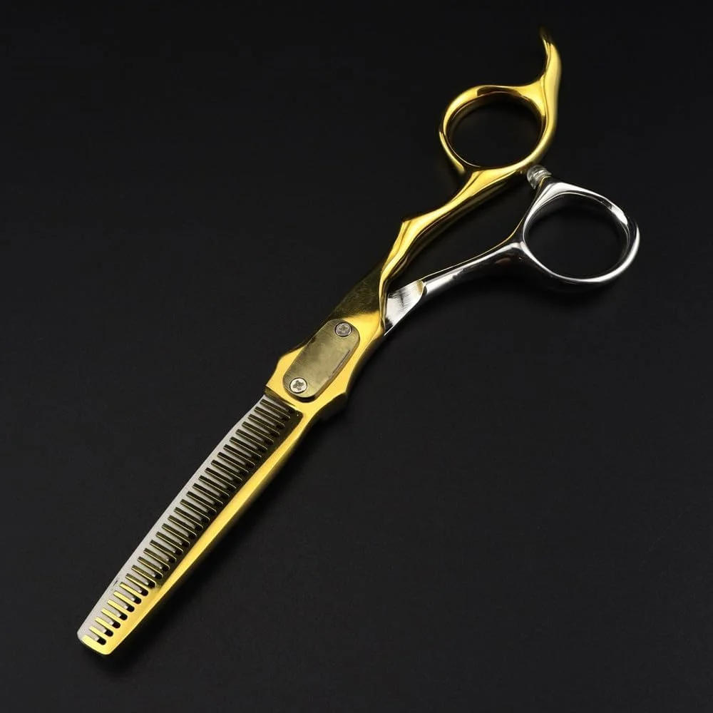 قیچی آرایشگری مو، 6 اینچ حرفه ای فولاد 440c طلایی، قیچی آرایشگری، پیرایش مو، قیچی اصلاح و کم حجم کننده مو (قیچی کم حجم کننده B) قیچی آرایشگری مو، 6 اینچ حرفه ای فولاد 440c طلایی، قیچی آرایشگری، پیرایش مو، قیچی اصلاح و کم حجم کننده مو (قیچی کم حجم کننده B)