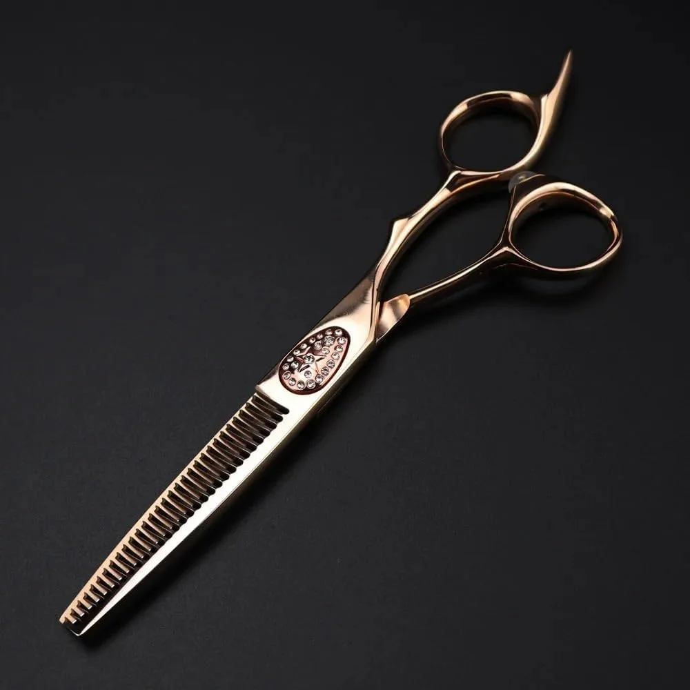 قیچی آرایشگری مو، 6 اینچ فولاد JP 440c روکش رزگلد، قیچی آرایشگری، پیرایش، کوتاهی مو، قیچی آرایشگر (قیچی اره ای)