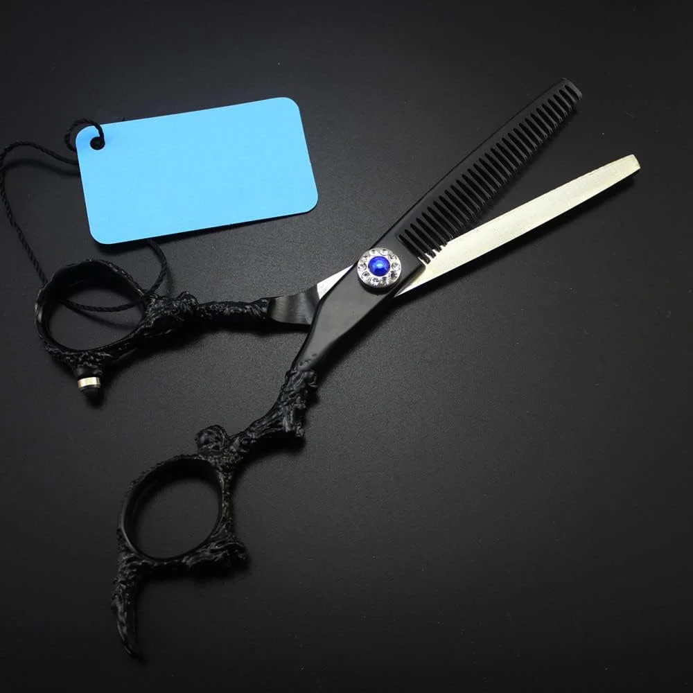 قیچی آرایشگری مو، 6 اینچ حرفه ای فولاد 440c دسته اژدها مشکی قیچی مو قیچی اصلاح مو قیچی آرایشگری (قیچی پیتاژ) قیچی آرایشگری مو، 6 اینچ حرفه ای فولاد 440c دسته اژدها مشکی قیچی مو قیچی اصلاح مو قیچی آرایشگری (قیچی پیتاژ)