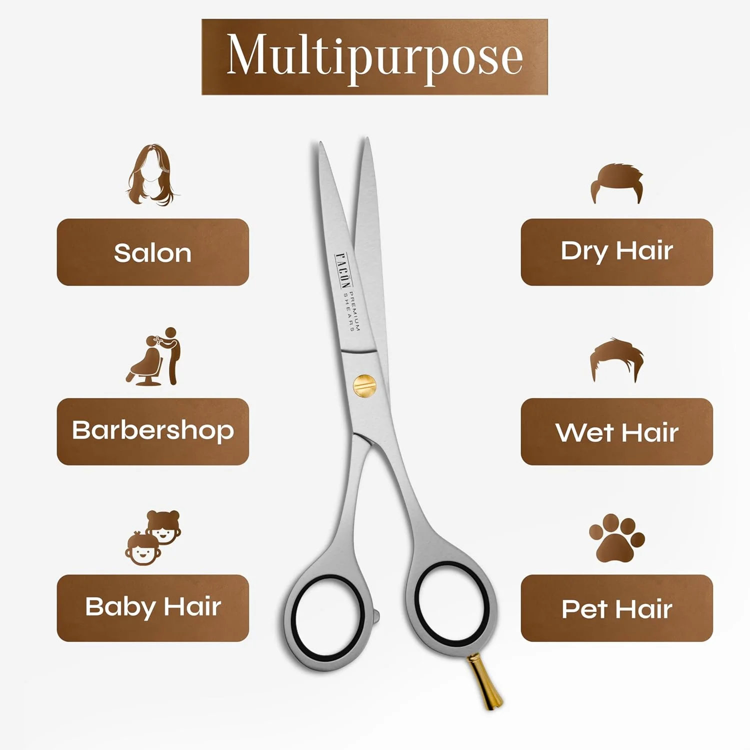 ست قیچی آرایشگری حرفه ای FACON با لبه های تیغی - استیل ضد زنگ ژاپنی - طول 6.5 اینچ - پیچ تنظیم دقیق - قیچی های ممتاز با کیفیت سالن (The Bravo) ست قیچی آرایشگری حرفه ای FACON با لبه های تیغی - استیل ضد زنگ ژاپنی - طول 6.5 اینچ - پیچ تنظیم دقیق - قیچی های ممتاز با کیفیت سالن (The Bravo)