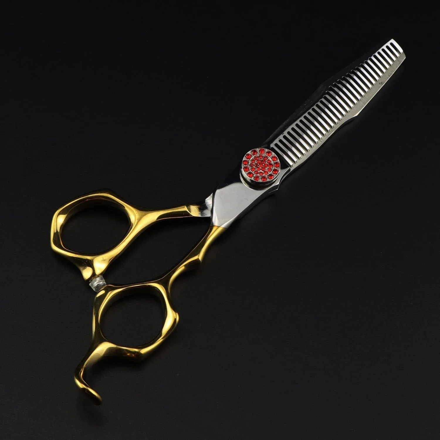 قیچی آرایشگری مو، 6 اینچ فولاد حرفه ای JP440c با نگین قرمز، قیچی اصلاح مو، قیچی آرایشگری (قیچی پیتاژ B)