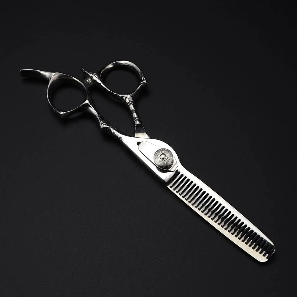 قیچی آرایشگری حرفه ای، 6 اینچ حرفه ای 440c 9cr13 فولادی قیچی مو درجه یک آرایشگری پیرایش مو قیچی های کم پشت کننده مو، قیچی برش (قیچی کم پشت کننده)