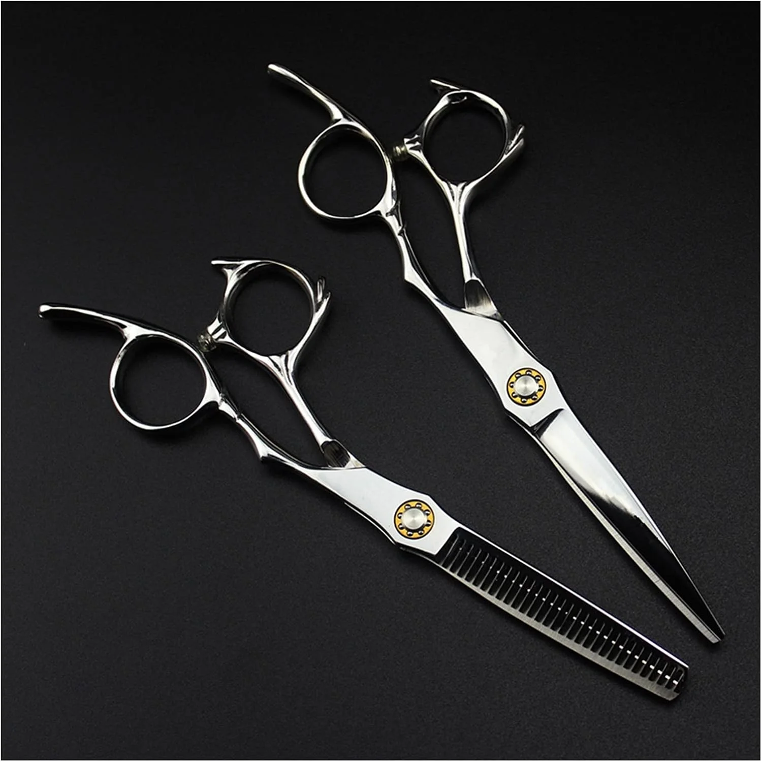 قیچی آرایشگری 6 اینچی نقره ای، قیچی آرایشگری، سالن آرایش، قیچی تخت، قیچی زیبایی، قیچی پیتاژ، کیت پیرایش مو - پیتاژ-B