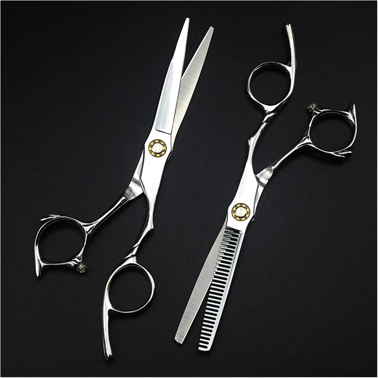 قیچی آرایشگری 6 اینچی نقره ای، قیچی آرایشگری، سالن آرایش، قیچی تخت، قیچی زیبایی، قیچی پیتاژ، کیت پیرایش مو - پیتاژ-B