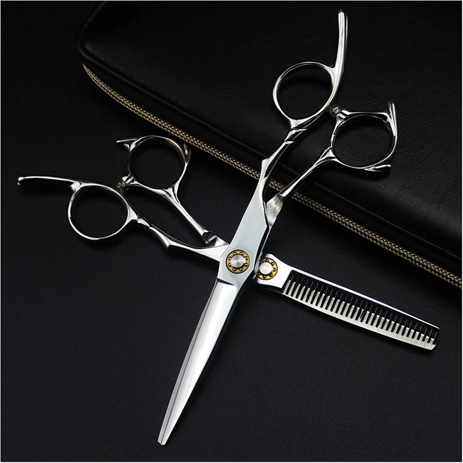 قیچی آرایشگری 6 اینچی نقره ای، قیچی آرایشگری، سالن آرایش، قیچی تخت، قیچی زیبایی، قیچی پیتاژ، کیت پیرایش مو - پیتاژ-B