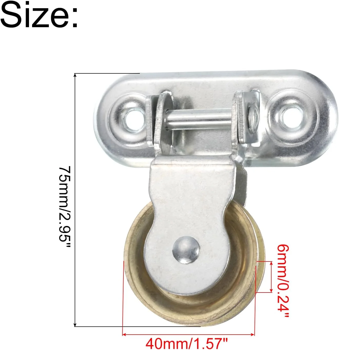 قرقره تکی 75 میلی متری QUARKZMAN، چرخ سیم بکسل آویز آهنی، قرقره غلتکی طناب کابلی با روکش روی