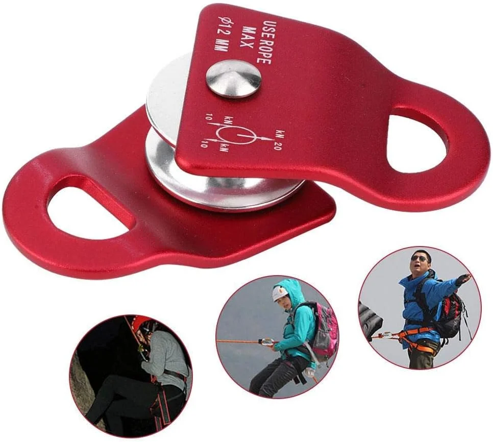 قرقره فرود Runaty، قرقره فلزی، قرقره تاب جانبی با استحکام بالا، حرفه ای برای کوهنوردی و کاوش در فضای باز (قرمز)
