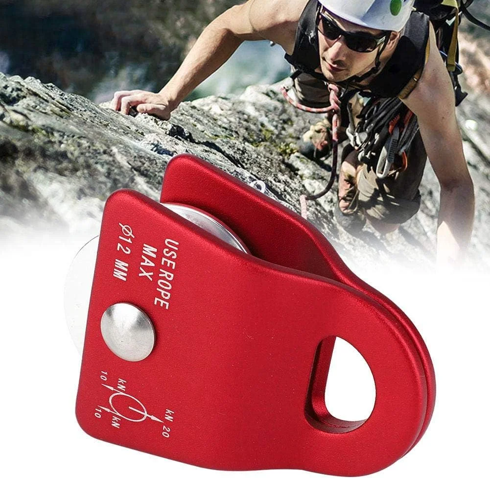 قرقره فرود Runaty، قرقره فلزی، قرقره تاب جانبی با استحکام بالا، حرفه ای برای کوهنوردی و کاوش در فضای باز (قرمز)