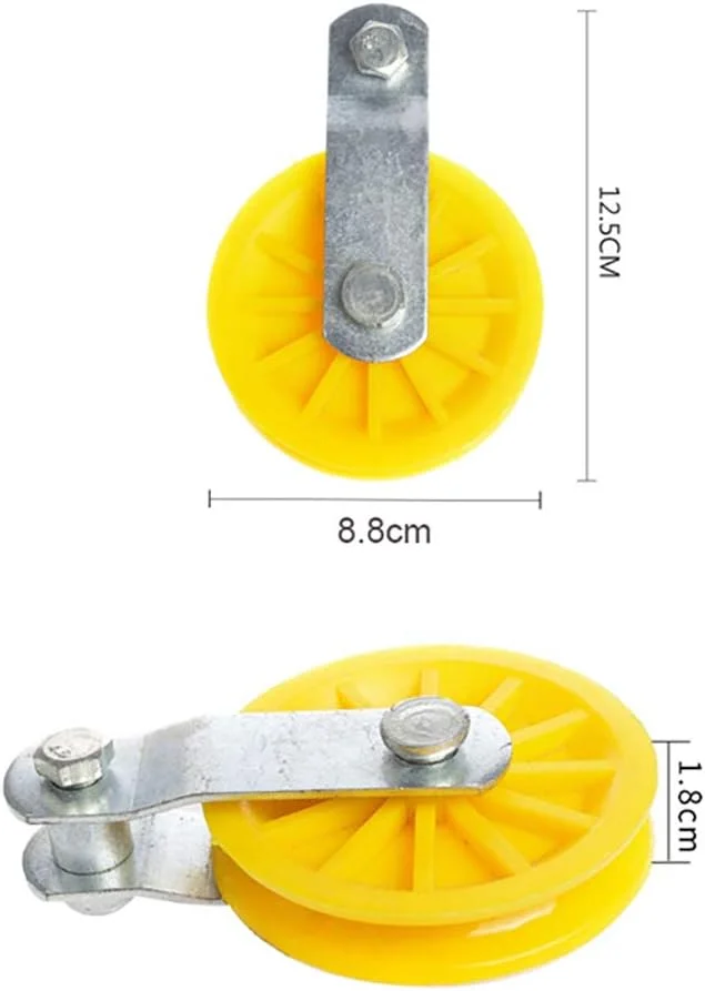 1/2/5 Pcs Plastic Pulley Roller Lifting Pulley Block for Automatic Coop Door Opener Backyard Poultry Supplies 88mm,Yellow
