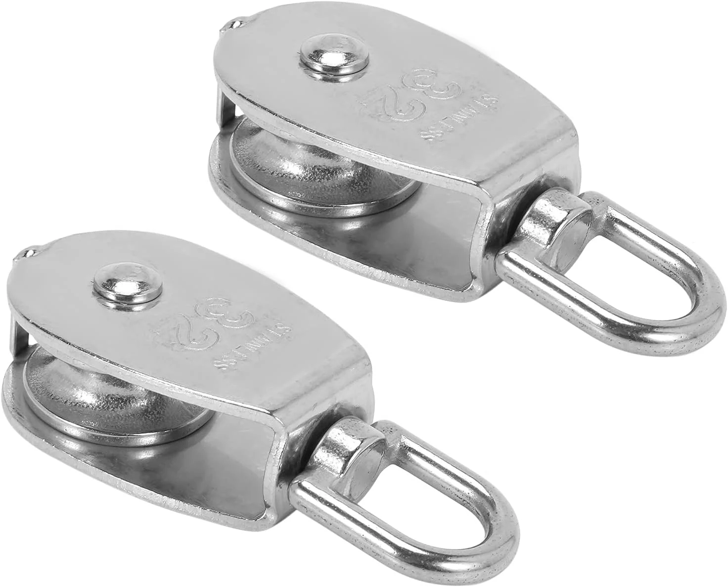 دو عدد قرقره 32 میلی متری، مجموعه قرقره تکی از جنس استنلس استیل 304، غلتک قرقره پوسته برای ظرفیت بار (250 کیلوگرم)