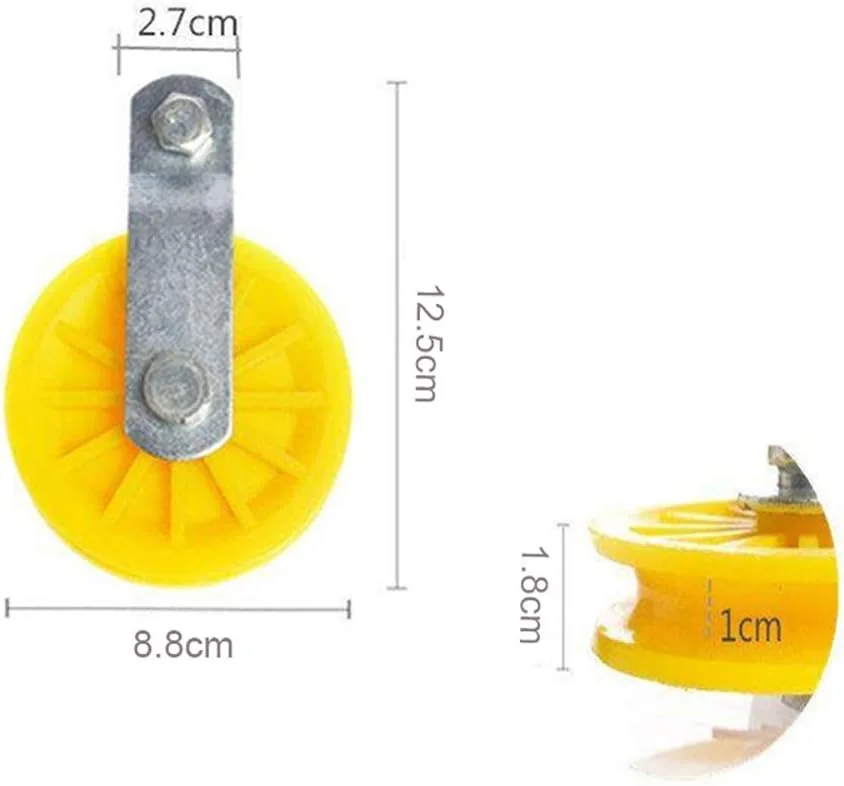 1/2/5 Pcs Plastic Pulley Roller Lifting Pulley Block for Automatic Coop Door Opener Backyard Poultry Supplies 88mm,Yellow