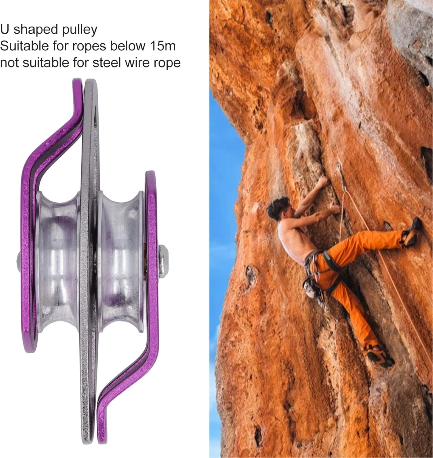 قر قره کوهنوردی سنگین Phefop، قرقره چرخشی دو طرفه مقاوم در برابر سایش، جنس عالی برای صخره نوردی و تمرین قر قره کوهنوردی سنگین Phefop، قرقره چرخشی دو طرفه مقاوم در برابر سایش، جنس عالی برای صخره نوردی و تمرین