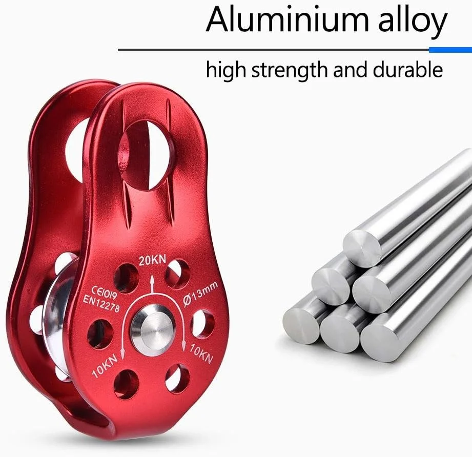 میکرو قرقره، آلیاژ آلومینیوم سنگین وظیفه ثابت تک چرخشی بلوک قرقره طناب لوازم جانبی تجهیزات ایمنی کوهنوردی