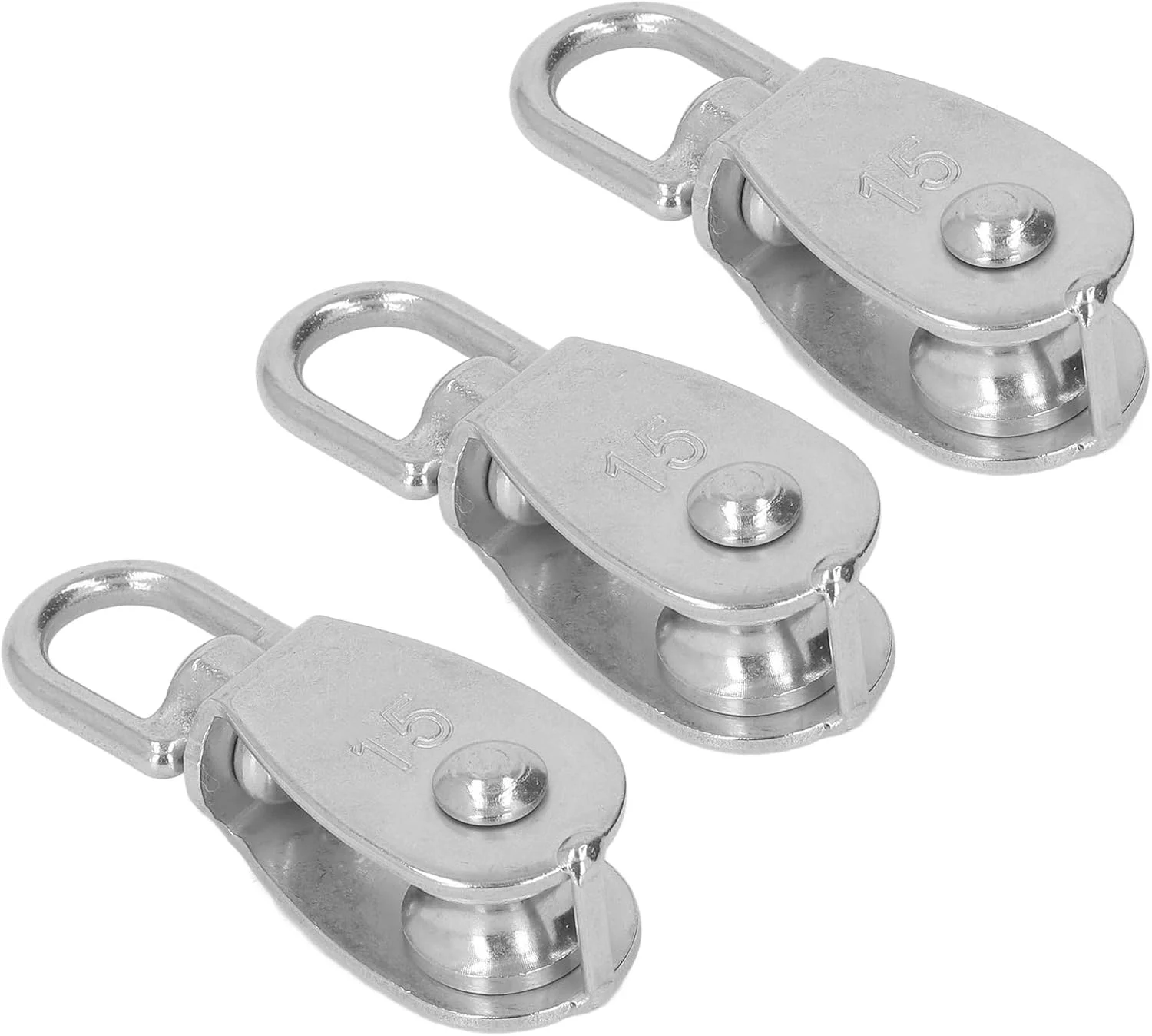 بلوک قرقره، غلتک قرقره، بلوک قرقره جرثقیل، 3 عدد بلوک قرقره تکی ظرفیت بار 35 کیلوگرم فولاد ضد زنگ M15 چرخ یدک کش سیم آویز برای تناسب اندام، قرقره بی صدا