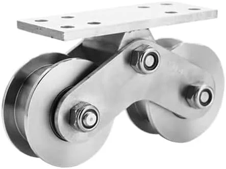 قرقره ریلی برای بالابر بار، قرقره چرخ پنجره کشویی، قرقره چرخان، فولاد ضد زنگ 304، قرقره چرخ شیاردار سنگین