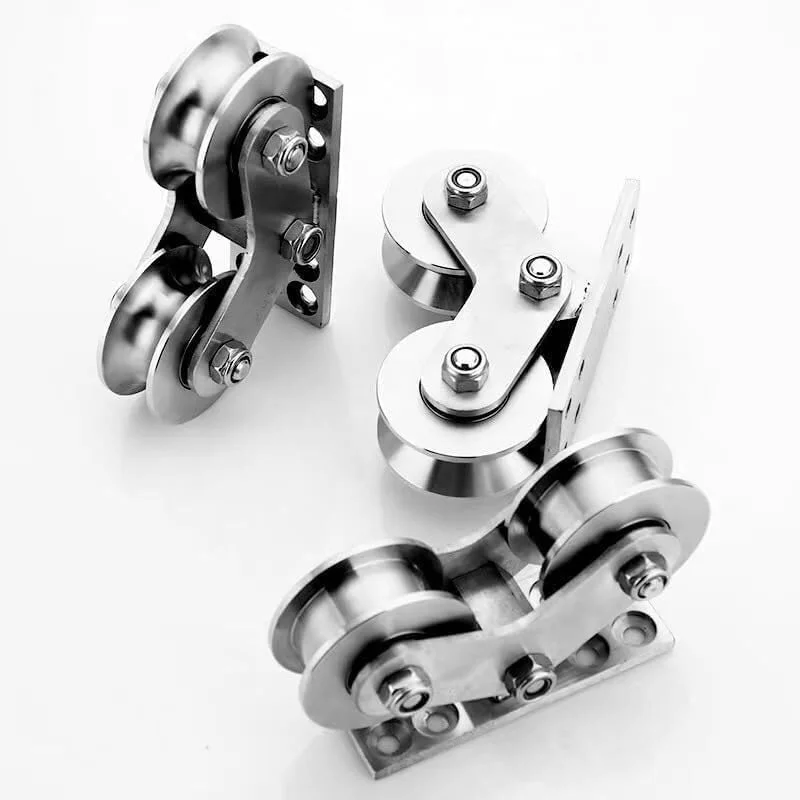 قرقره ریلی برای بالابر بار، قرقره چرخ پنجره کشویی، قرقره چرخان، فولاد ضد زنگ 304، قرقره چرخ شیاردار سنگین قرقره ریلی برای بالابر بار، قرقره چرخ پنجره کشویی، قرقره چرخان، فولاد ضد زنگ 304، قرقره چرخ شیاردار سنگین