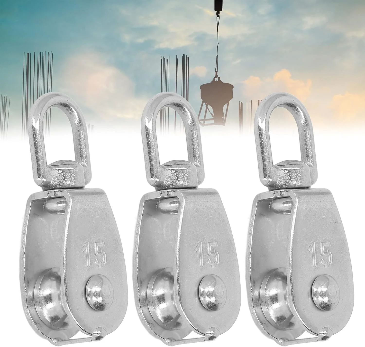 بلوک قرقره، غلتک قرقره، بلوک قرقره جرثقیل، 3 عدد بلوک قرقره تکی ظرفیت بار 35 کیلوگرم فولاد ضد زنگ M15 چرخ یدک کش سیم آویز برای تناسب اندام، قرقره بی صدا