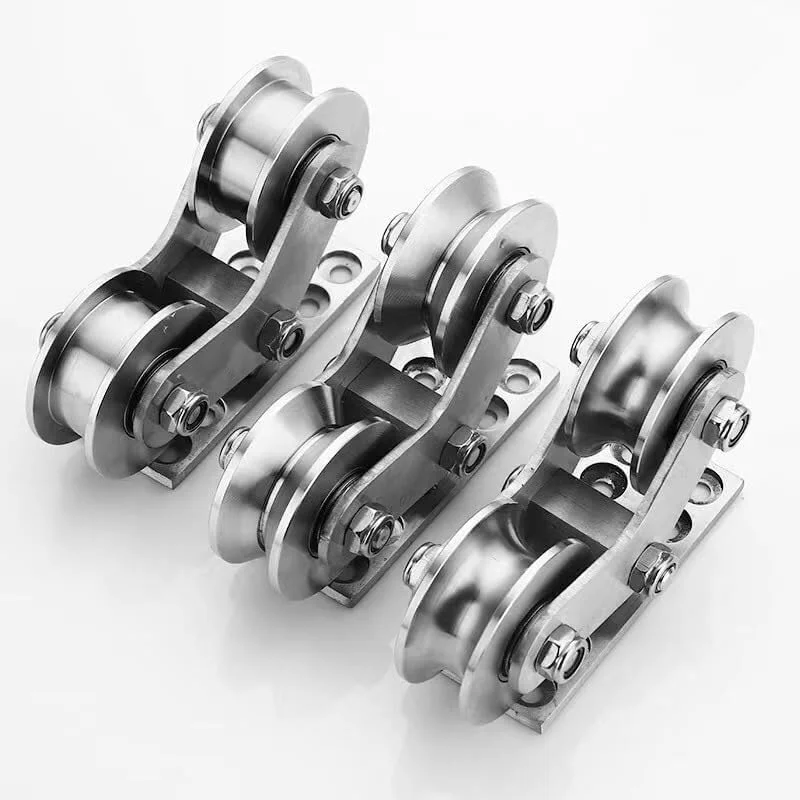 قرقره ریلی برای بالابر بار، قرقره چرخ پنجره کشویی، قرقره چرخان، فولاد ضد زنگ 304، قرقره چرخ شیاردار سنگین قرقره ریلی برای بالابر بار، قرقره چرخ پنجره کشویی، قرقره چرخان، فولاد ضد زنگ 304، قرقره چرخ شیاردار سنگین