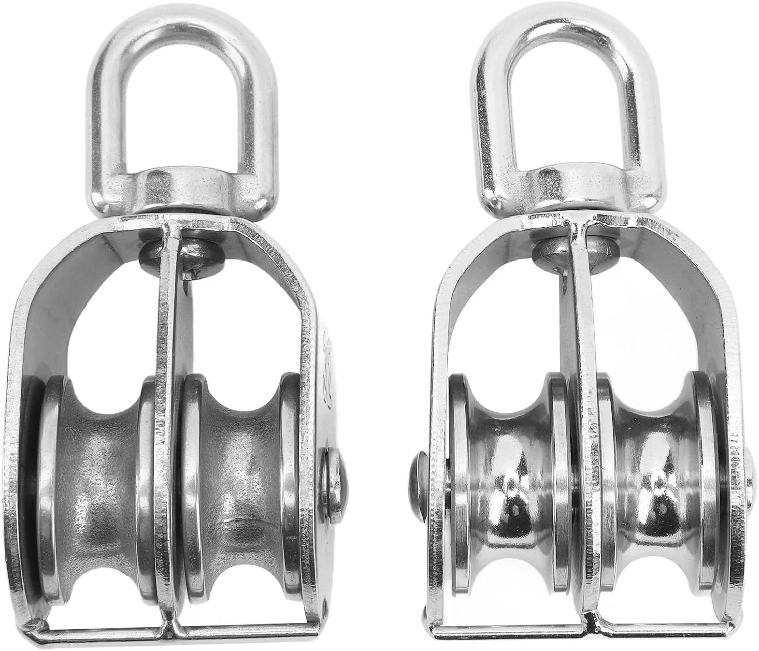 قرقره، غلتک قرقره، غلتک قرقره استیل ضد زنگ، 2 عدد قرقره دوبل چرخ غلتکی M32 با قابلیت چرخش 360 درجه از جنس استیل ضد زنگ برای کابل، قرقره ها