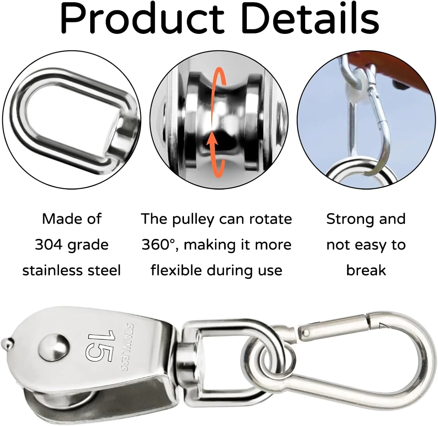 بسته 8 تایی قرقره برای طناب، 4 عدد قرقره M15، 4 عدد کارابین M4، قرقره، قرقره برای طناب، قرقره استیل ضد زنگ، ظرفیت بار 150 کیلوگرم، برای سایبان خورشیدی، تناسب اندام بسته 8 تایی قرقره برای طناب، 4 عدد قرقره M15، 4 عدد کارابین M4، قرقره، قرقره برای طناب، قرقره استیل ضد زنگ، ظرفیت بار 150 کیلوگرم، برای سایبان خورشیدی، تناسب اندام