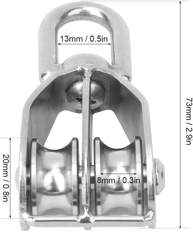 بسته 2 تایی قرقره ساخته شده از استیل ضد زنگ 304 مدل M20 قرقره ثابت با چرخ دوبل برای بالابر کابل بسته 2 تایی قرقره ساخته شده از استیل ضد زنگ 304 مدل M20 قرقره ثابت با چرخ دوبل برای بالابر کابل