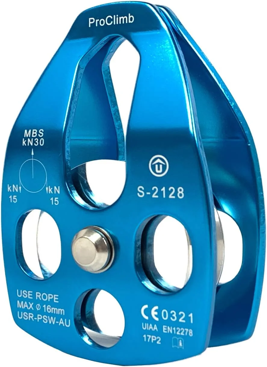 قرقره طناب آلومینیومی بزرگ ProClimb 30kN - تک/دو شیار، دارای گواهینامه CE/UIAA