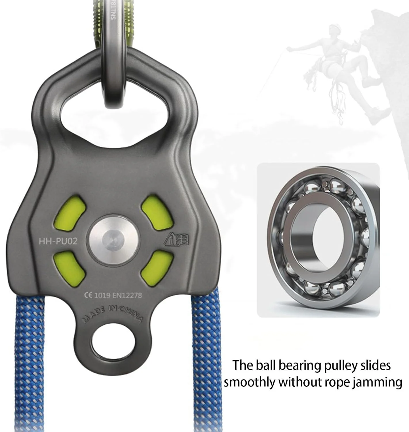 قرقره صخره نوردی حرفه ای نوع سنگین تجهیزات آلیاژ آلومینیوم قرقره برای پیاده روی و فرود جمع و جور