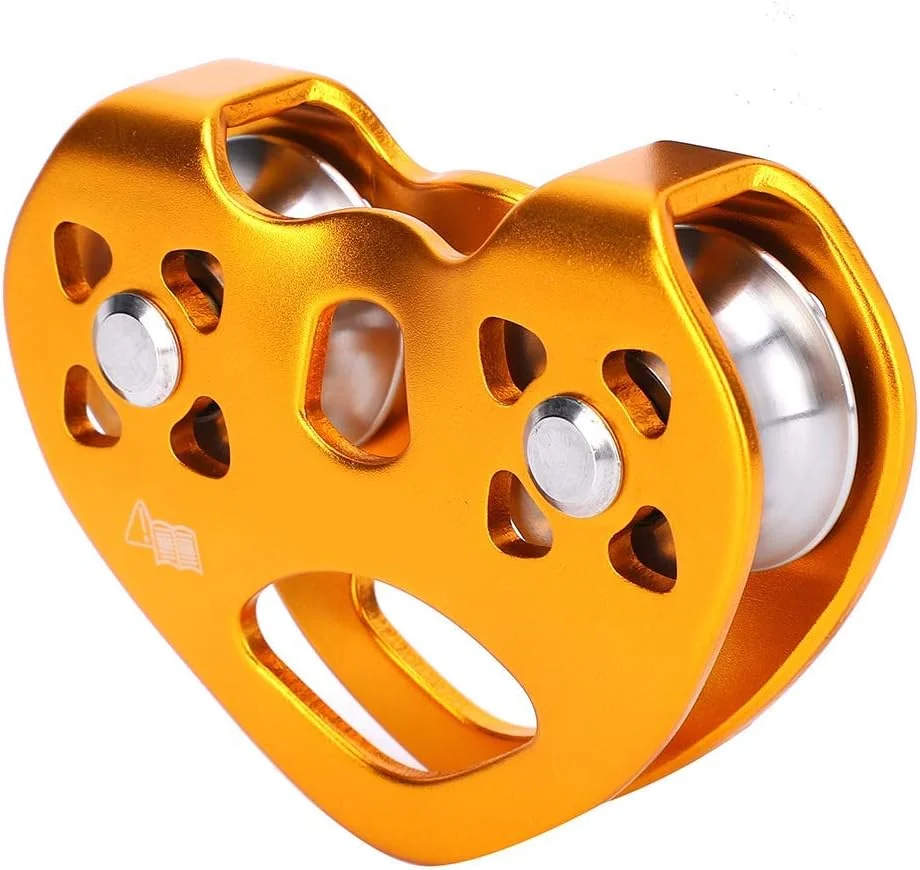 قرقره دوبل 45KN طناب‌راه قرقره دو محور برای طناب 8 تا 13 میلی‌متری برای صخره‌نوردی در فضای باز حمل و نقل در ارتفاع بالا