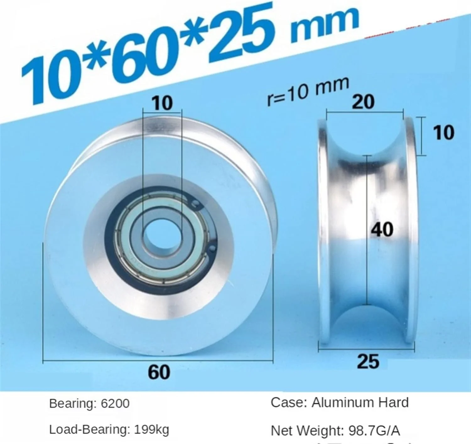 قرقره NNHGBB با بلبرینگ آلومینیومی با بارگذاری بالا، چرخ راهنمای مسیر قرقره برای دستگاه قالب گیری تزریقی