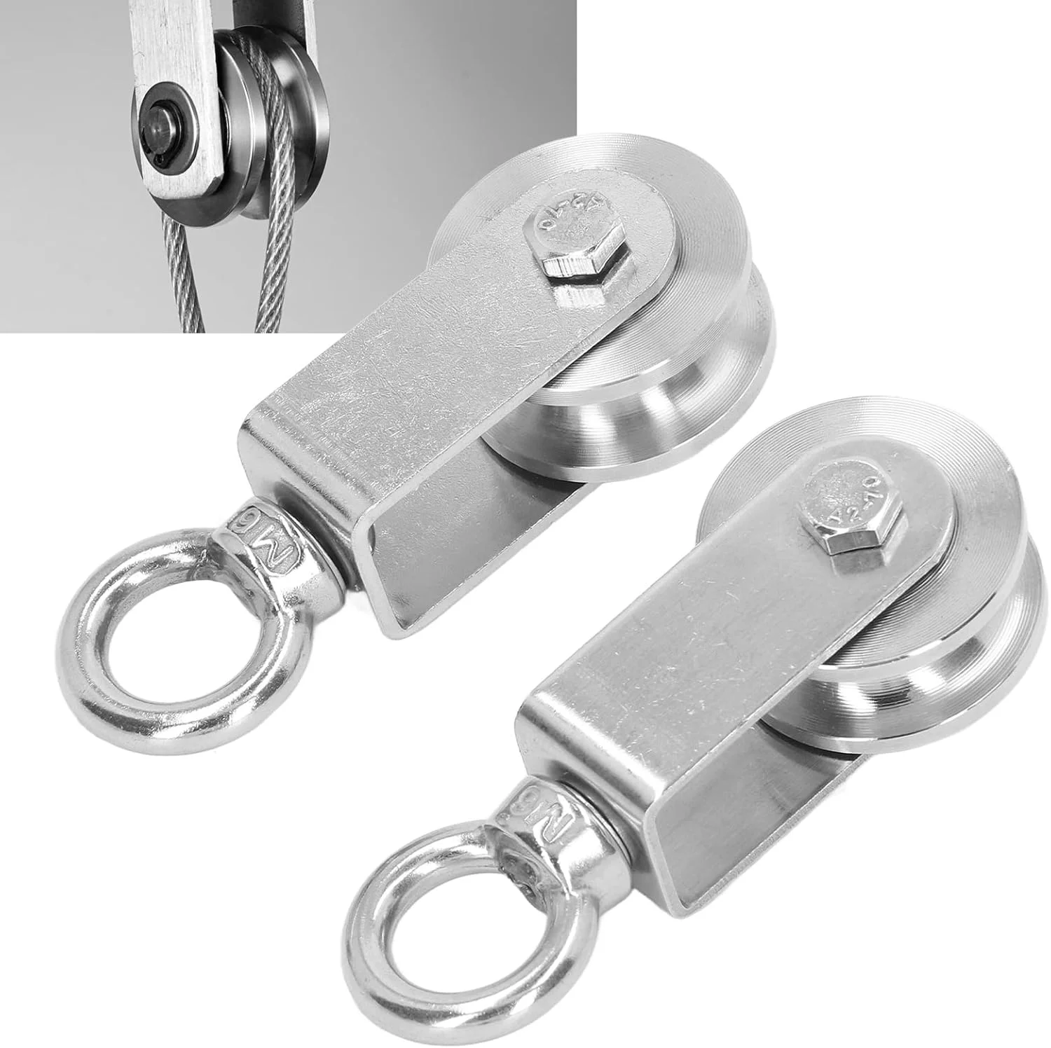 چرخ قرقره کابل نورنسی 2 عددی با قابلیت چرخش 360 درجه، قرقره استیل ضد زنگ با بلبرینگ دوبل داخلی