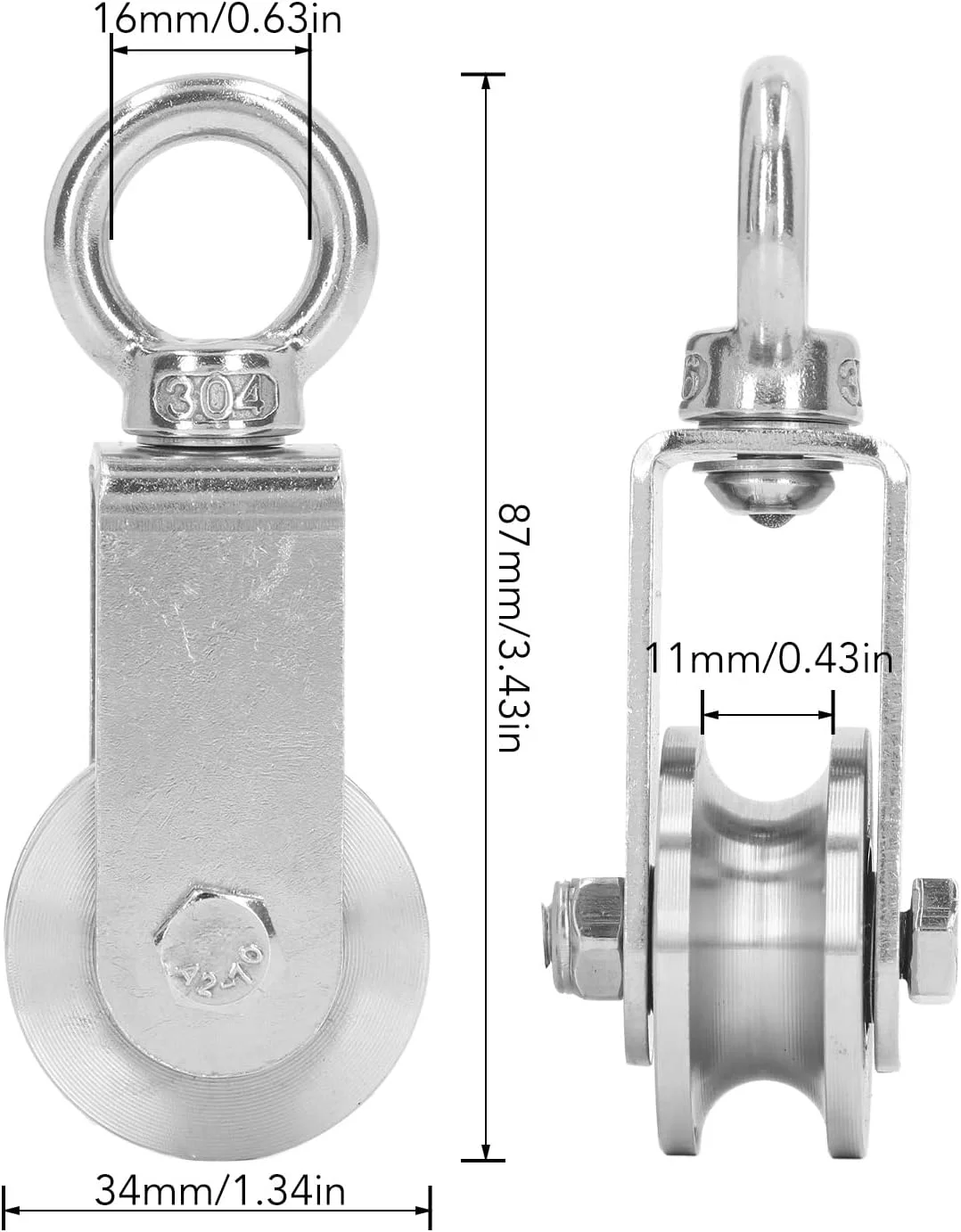 چرخ قرقره کابل نورنسی 2 عددی با قابلیت چرخش 360 درجه، قرقره استیل ضد زنگ با بلبرینگ دوبل داخلی