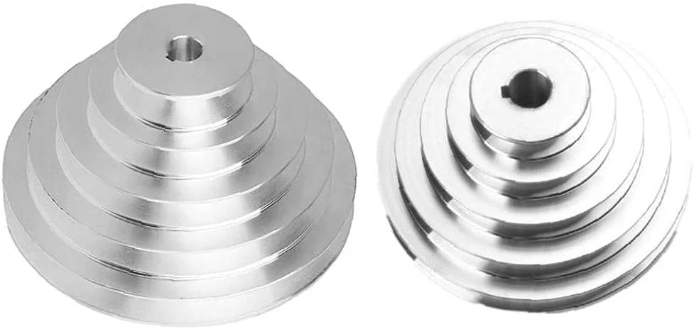 فولی پله ای 5 مرحله ای پاگودا، قطر خارجی 150 میلی متر، آلومینیومی نوع A، مناسب تسمه تایم V شکل، قطر داخلی 14 میلی متر فولی پله ای 5 مرحله ای پاگودا، قطر خارجی 150 میلی متر، آلومینیومی نوع A، مناسب تسمه تایم V شکل، قطر داخلی 14 میلی متر