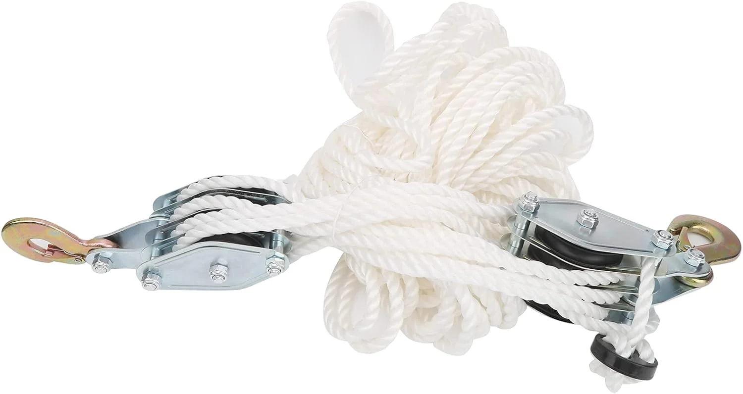 قرقره بالابر OVAQUIXI با ظرفیت 4000 پوند، بلوک بالابر و طناب، سنگین برای بلند کردن، بلوک با ترمز طناب