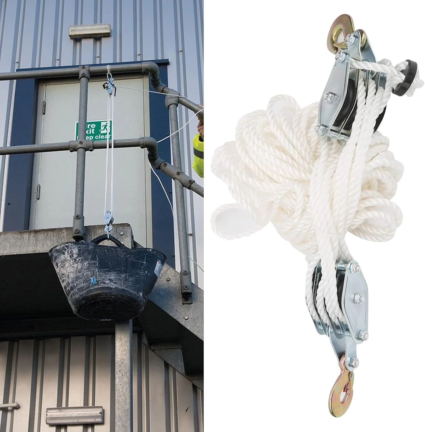 قرقره بالابر OVAQUIXI با ظرفیت 4000 پوند، بلوک بالابر و طناب، سنگین برای بلند کردن، بلوک با ترمز طناب